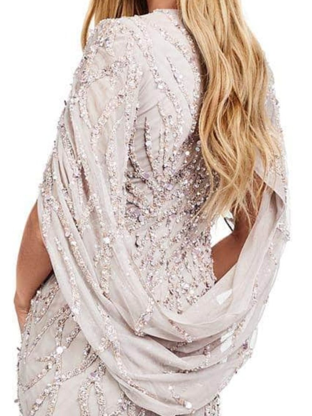 NWT Ashley Lauren 11430 Cape Sleeve Mother of the Bride Dress Marble size 12 - Picture 4 of 6